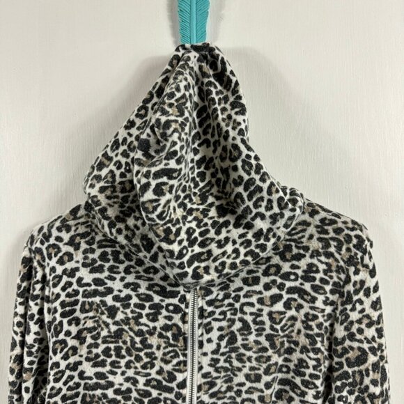 Six Fifty snow leopard back zippered soft cozy hoodie.  Sz M - Picture 8 of 9